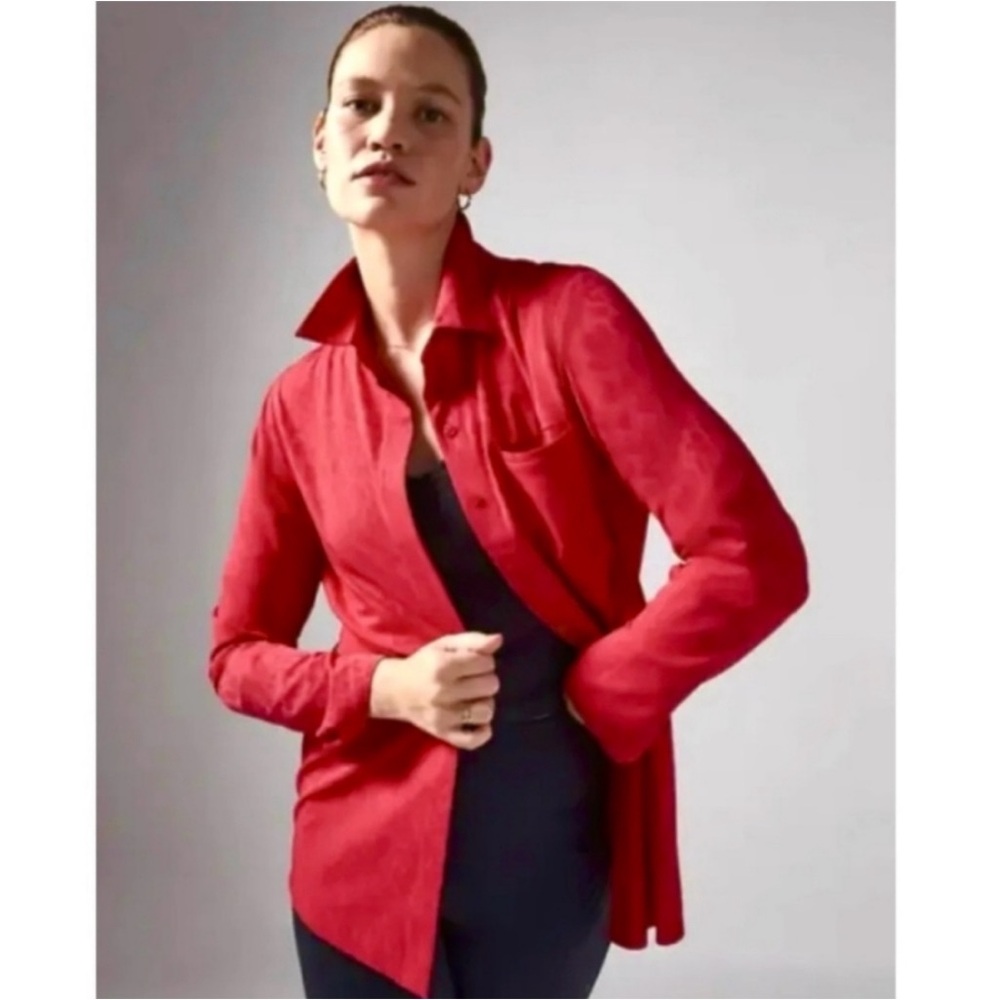 Athleta Urbanite Textured Top Long Sleeve Button Down Shirt‎ S
